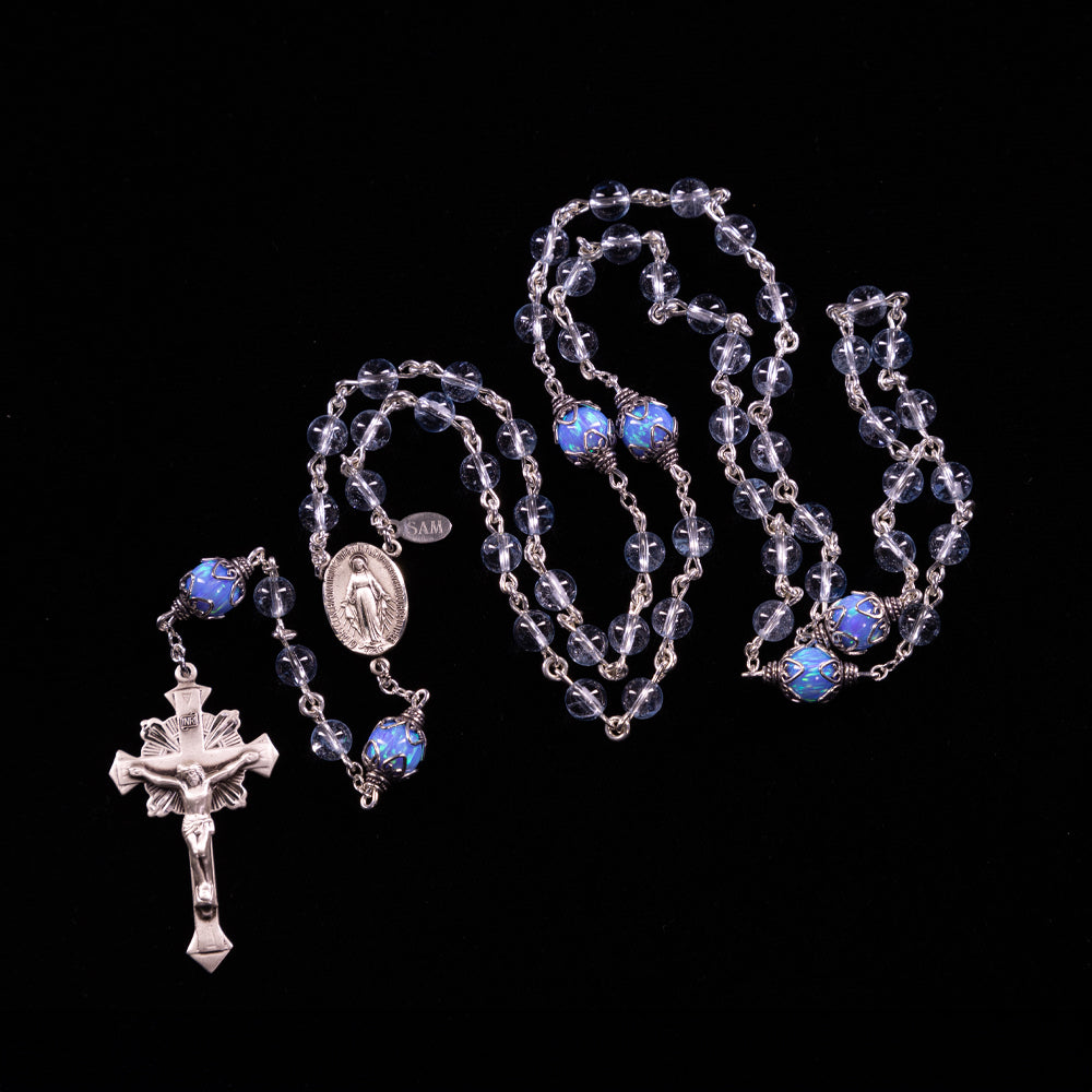 Blue Topaz & Opal Rosary (6mm)