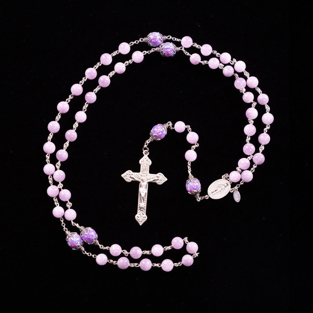 Pink Kunzite & Opal Rosary