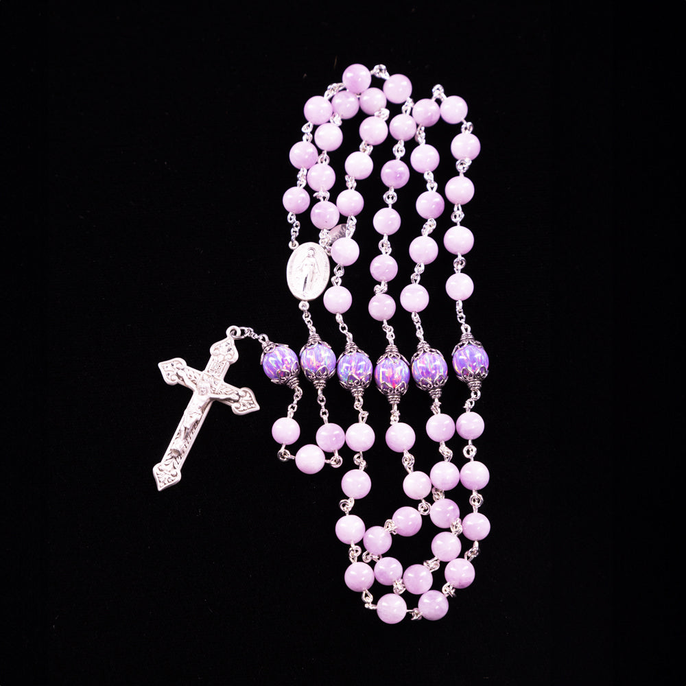 Pink Kunzite & Opal Rosary