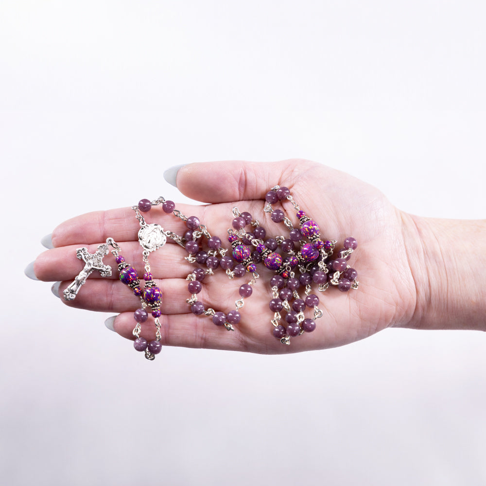 Lepidolite & Opal Rosary