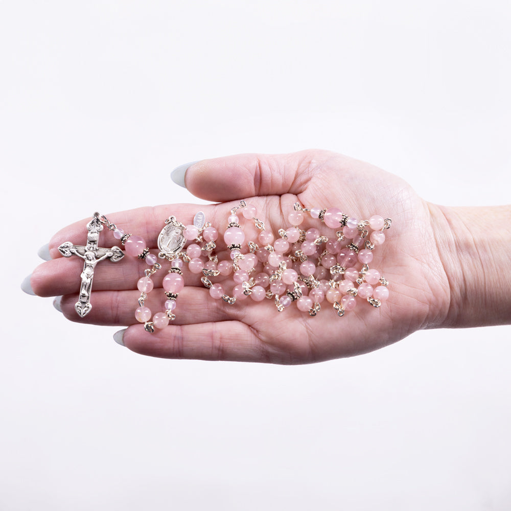 Madagascar Rose Quartz Rosary - 6mm
