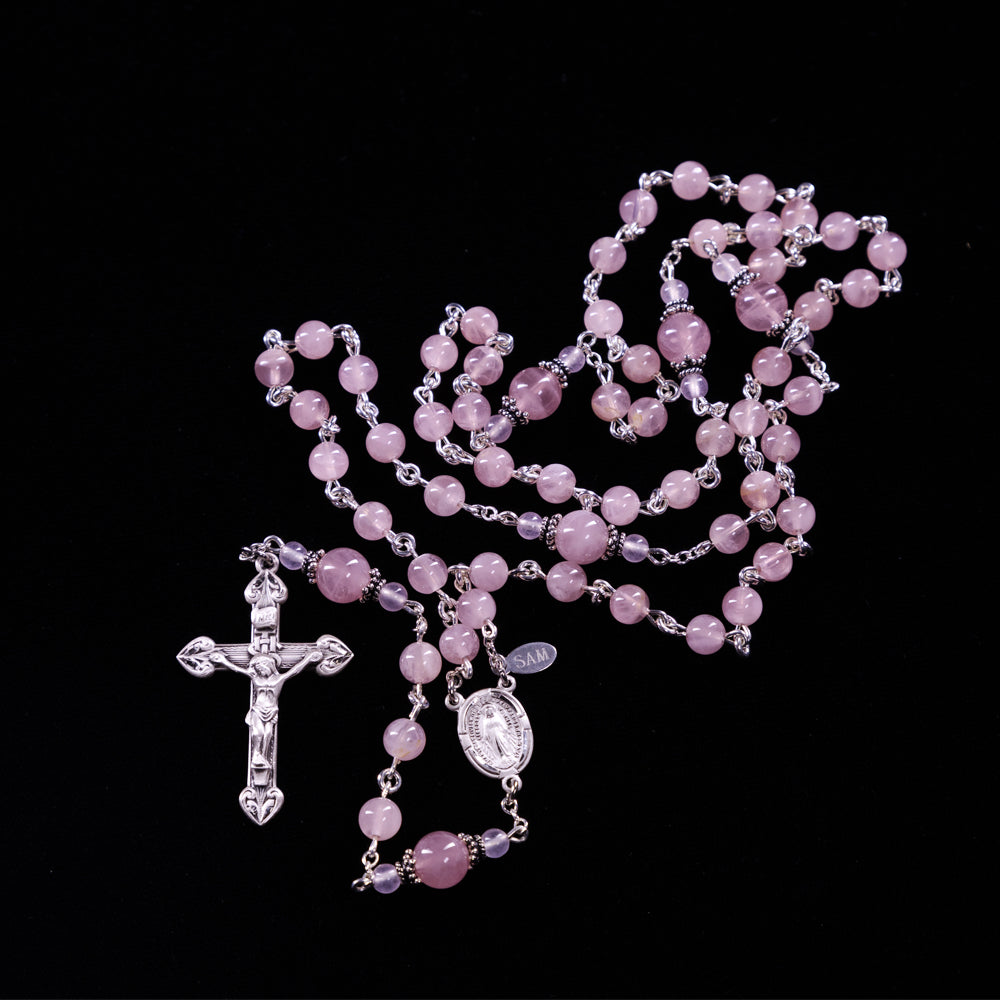 Madagascar Rose Quartz Rosary - 6mm
