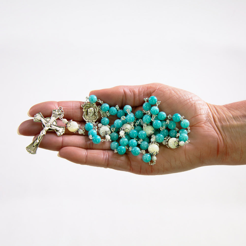 Amazonite, Mother of Pearl Rosary