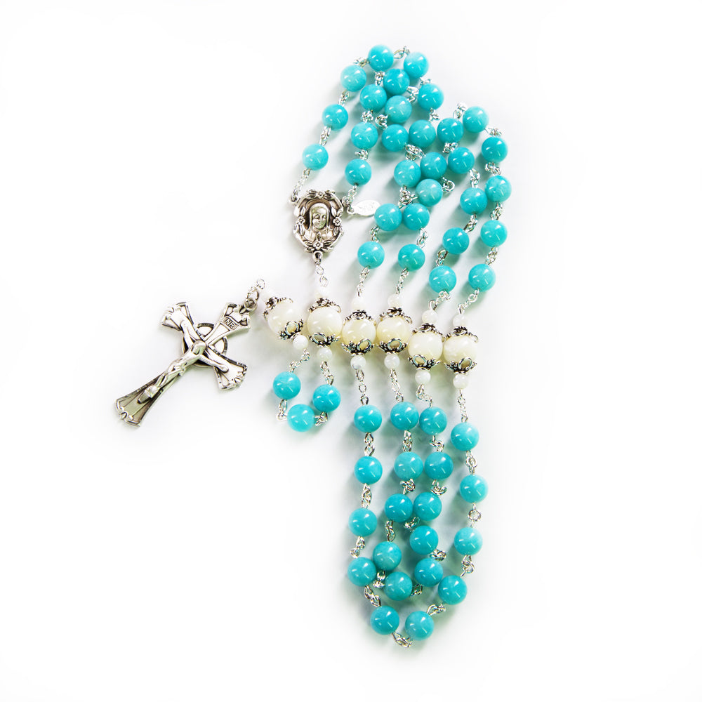 Amazonite, Mother of Pearl Rosary