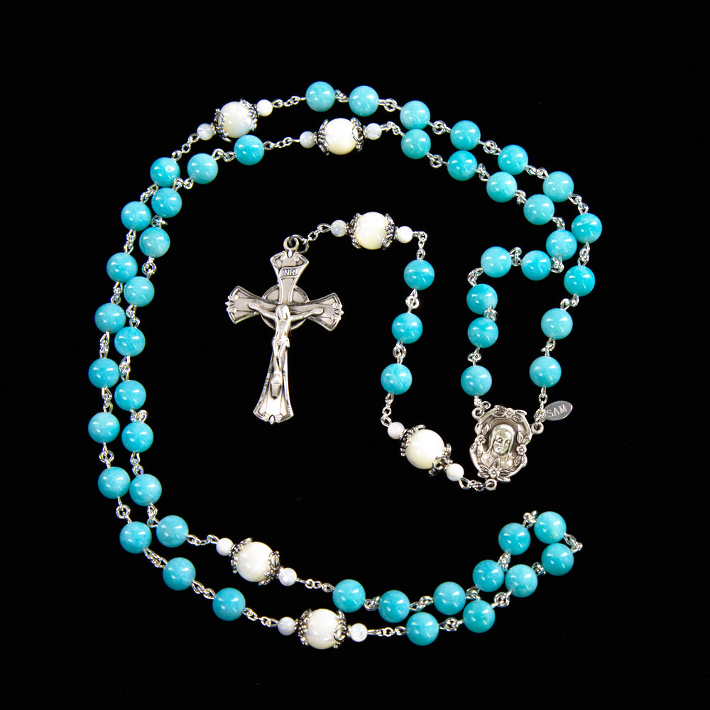 Amazonite, Mother of Pearl Rosary