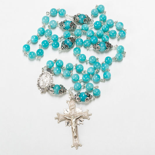 Catholic Women's Rosary Handmade with Amazonite Beads