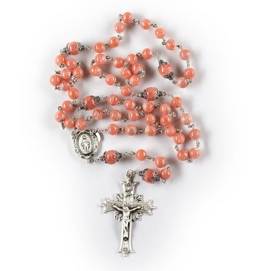 Catholic Women's Rosary - Pink Rhodochrosite
