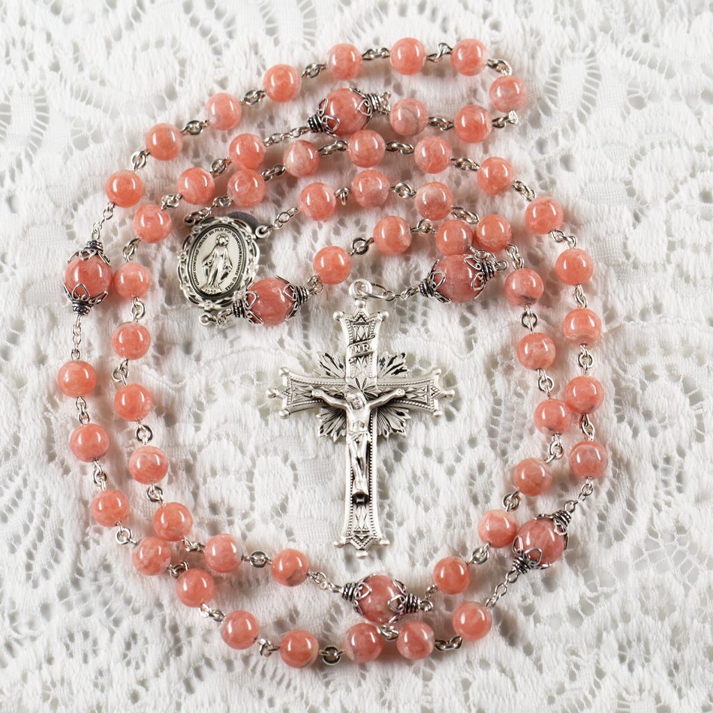 Catholic Women's Rosary - Pink Rhodochrosite
