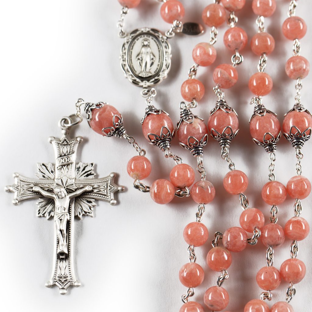 Catholic Women's Rosary - Pink Rhodochrosite