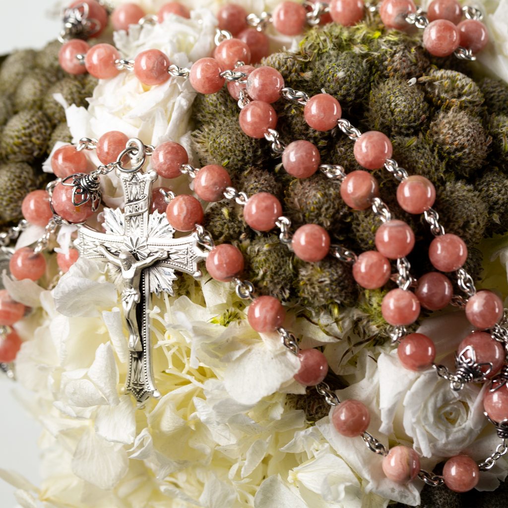 Catholic Women's Rosary - Pink Rhodochrosite