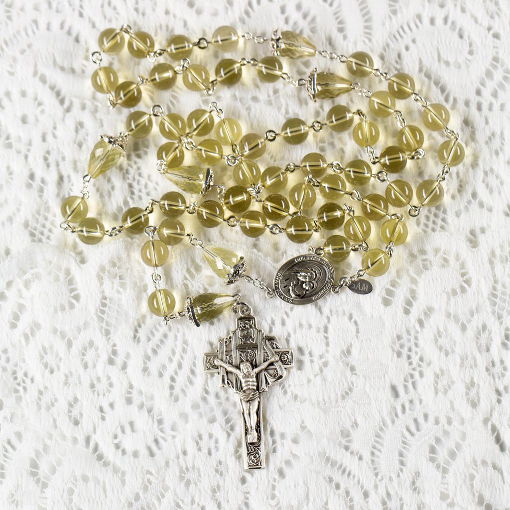 Catholic Women's Rosary - Yellow Lemon Quartz