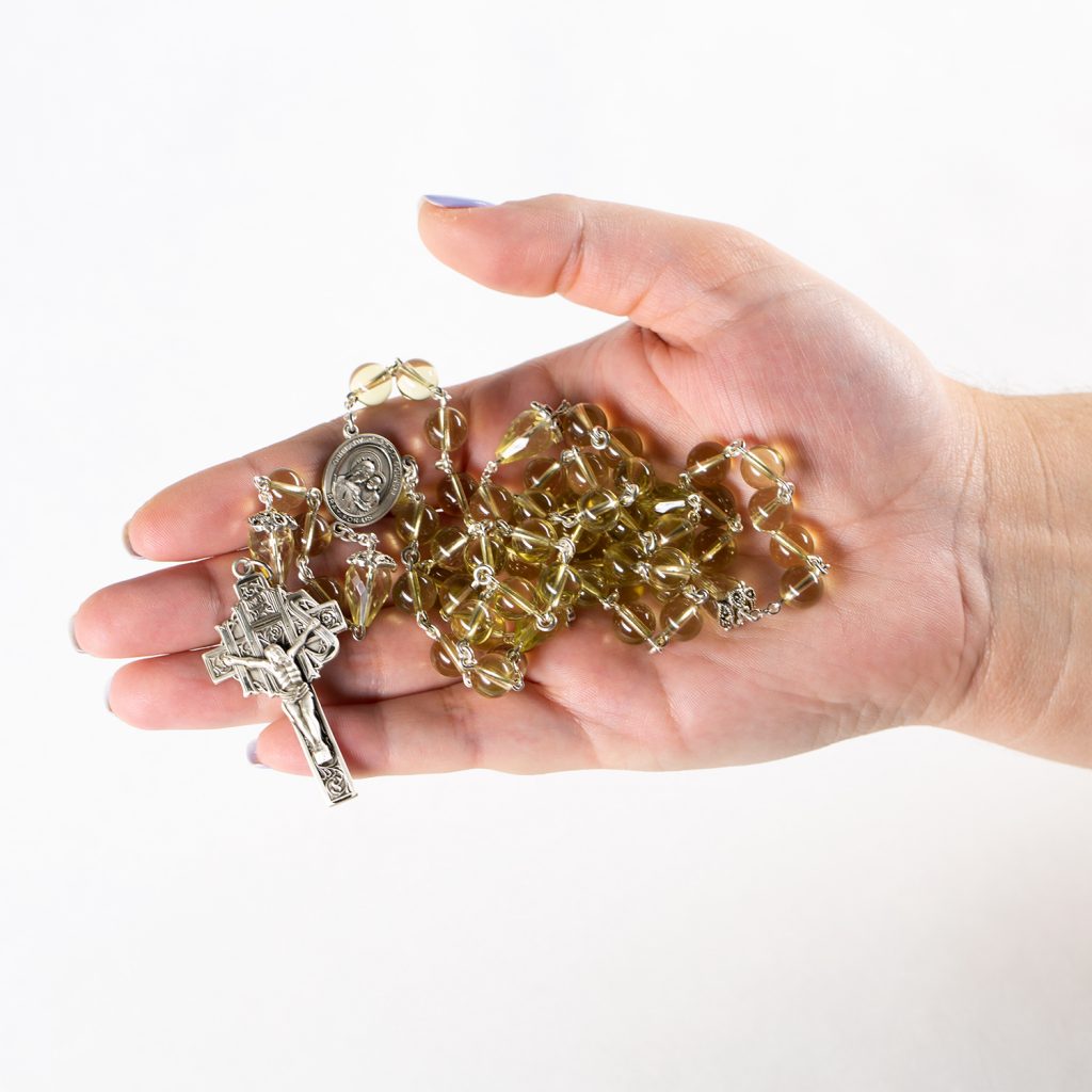 Catholic Women's Rosary - Yellow Lemon Quartz