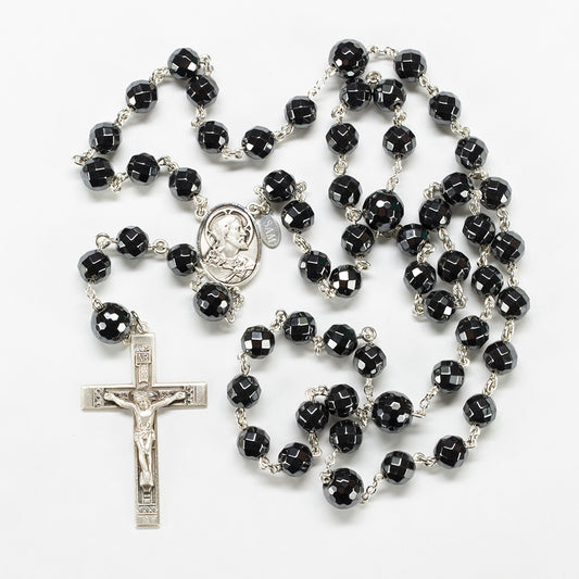 Hematite Crystal Rosary - Handmade Catholic Rosary for Men or Women - Sterling Silver Faceted Steel Gray Haematite Beads - Heirloom Rosaries