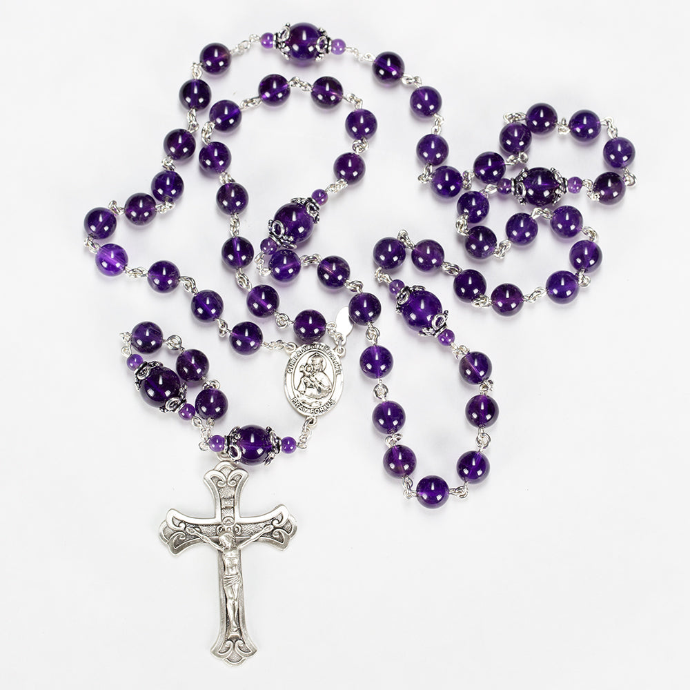 Catholic Womens Rosary Handmade with Amethyst Stones