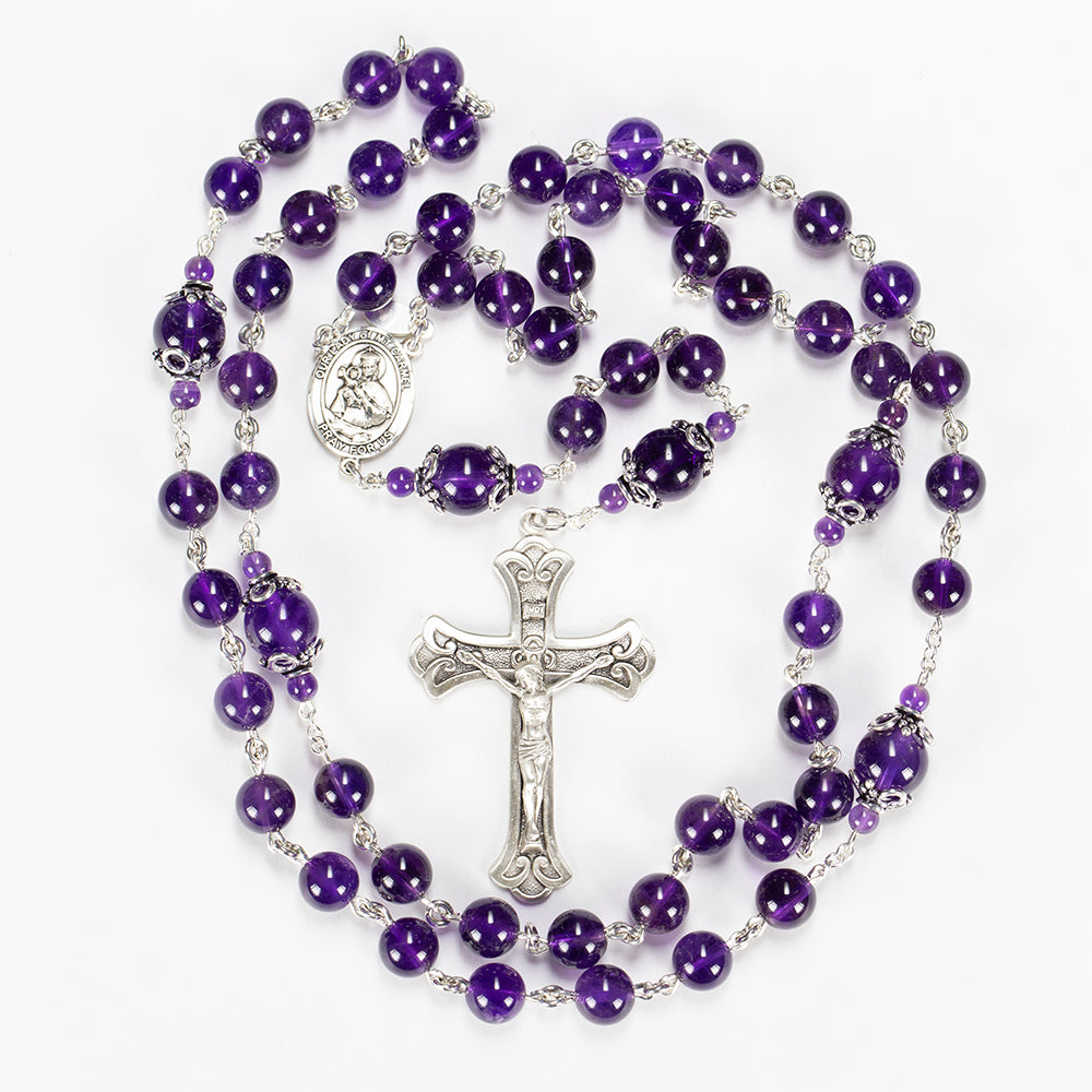 Catholic Womens Rosary Handmade with Amethyst Stones