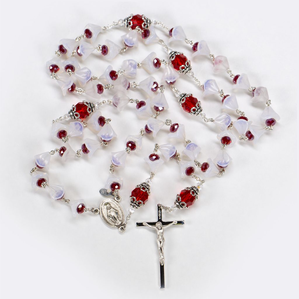 Christmas Bell Czech Glass & Swarovski Rosary