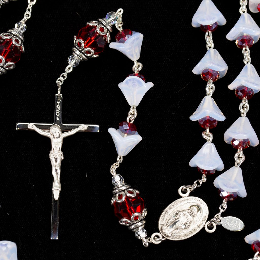 Christmas Bell Czech Glass & Swarovski Rosary