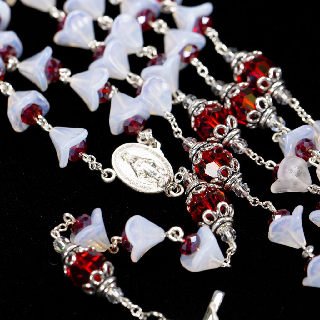 Christmas Bell Czech Glass & Swarovski Rosary