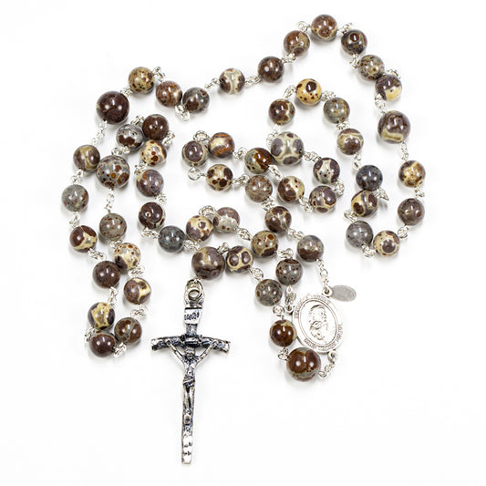 Handmade Rosary for Catholic Men with Jasper gemstones