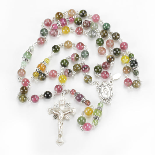 Catholic Women's Rosary Handmade with Tourmaline and Sterling Silver