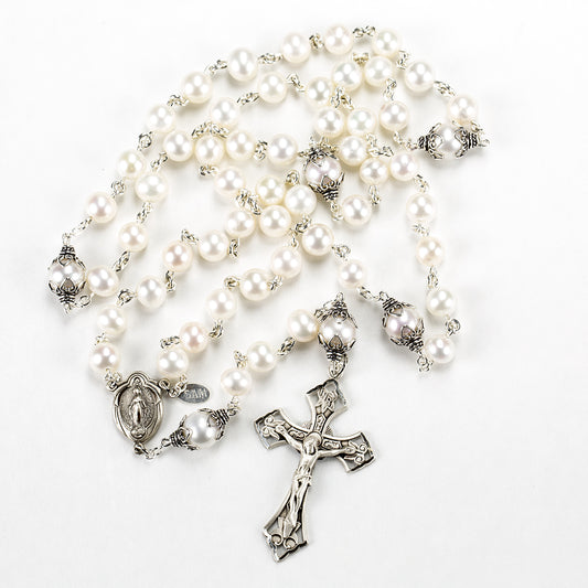 Catholic Women's Rosary Handmade with Freshwater Pearls