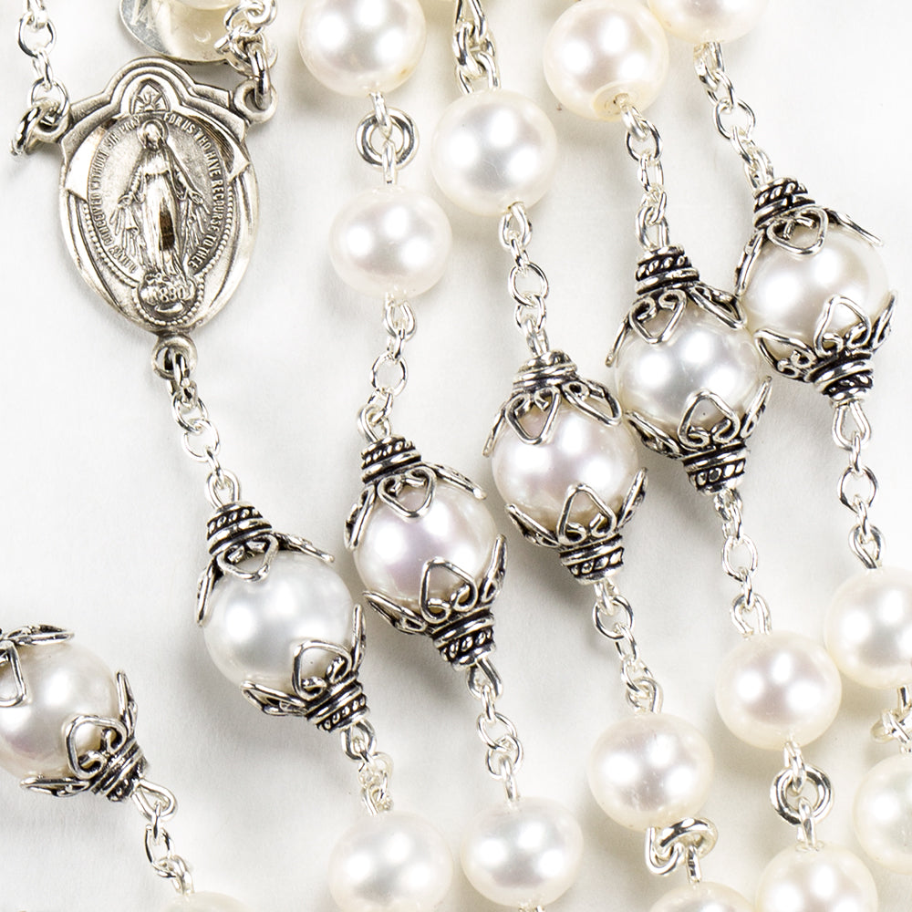 Catholic Women's Rosary Handmade with Freshwater Pearls