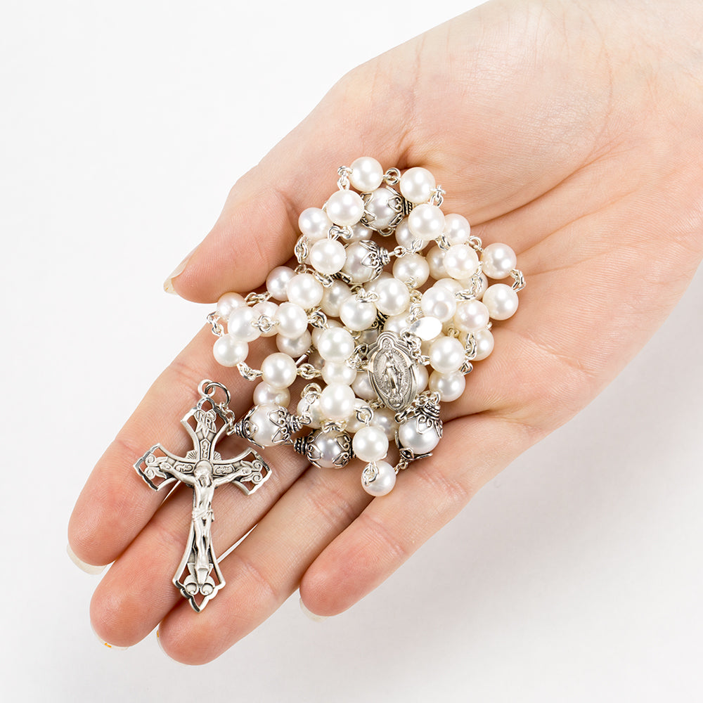 Catholic Women's Rosary Handmade with Freshwater Pearls