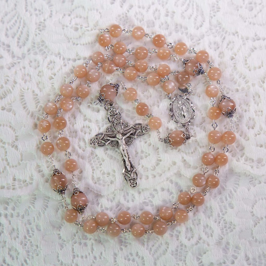 Peach Moonstone Rosary | Handmade Catholic Rosary
