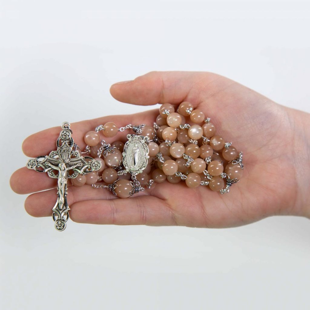Peach Moonstone Rosary | Handmade Catholic Rosary