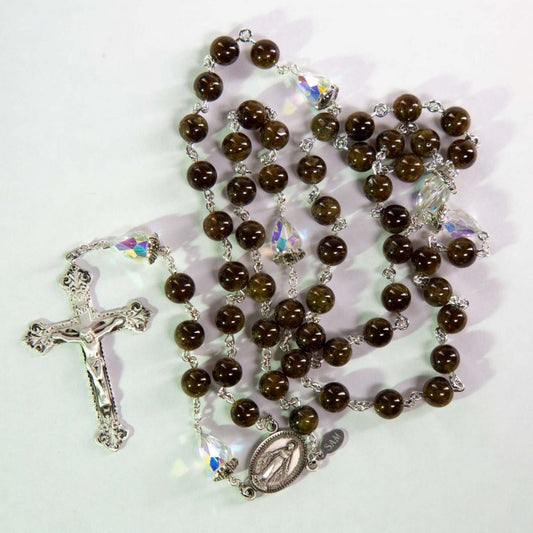 Brown Garnet Mens Rosary | Handmade Catholic Rosary
