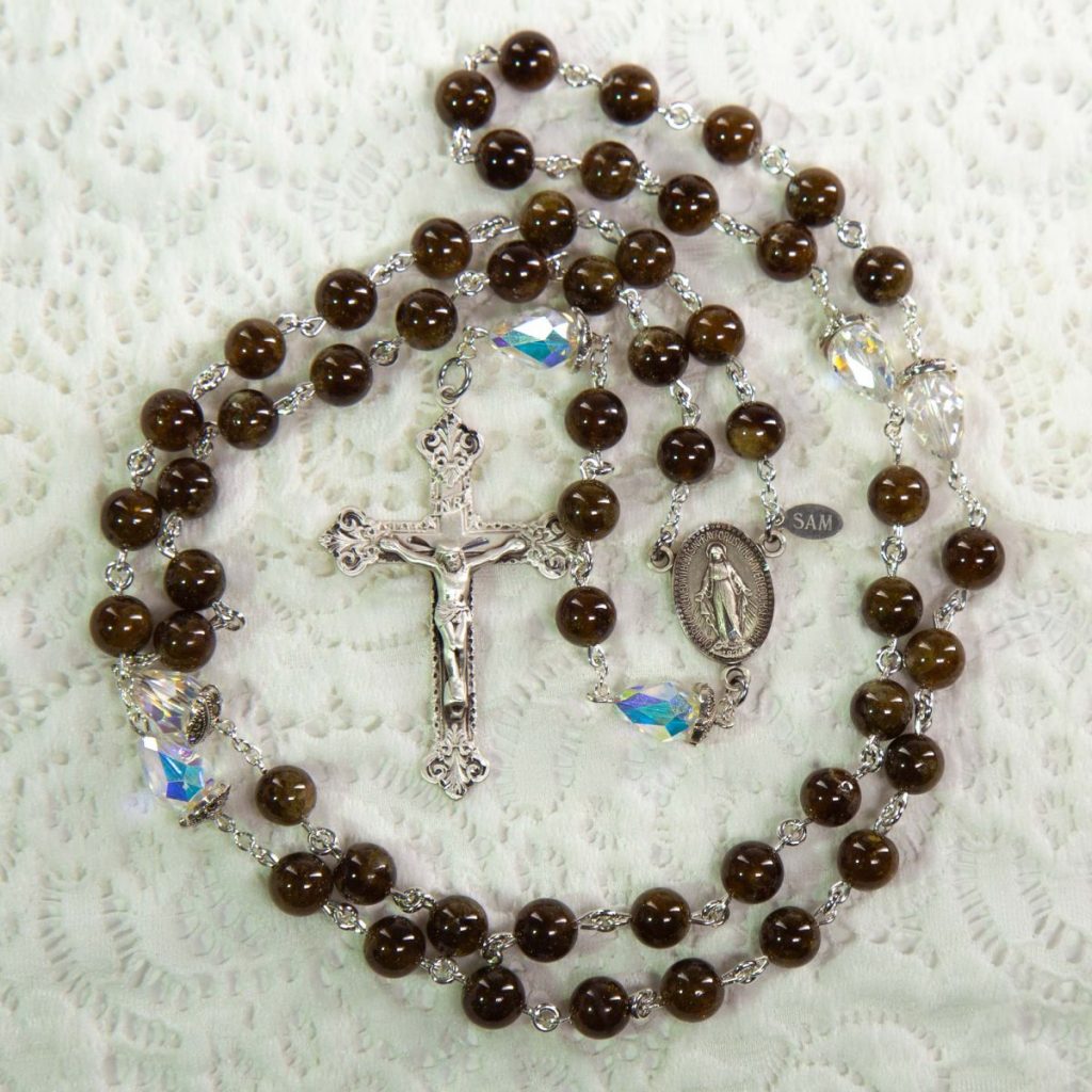 Brown Garnet Mens Rosary | Handmade Catholic Rosary