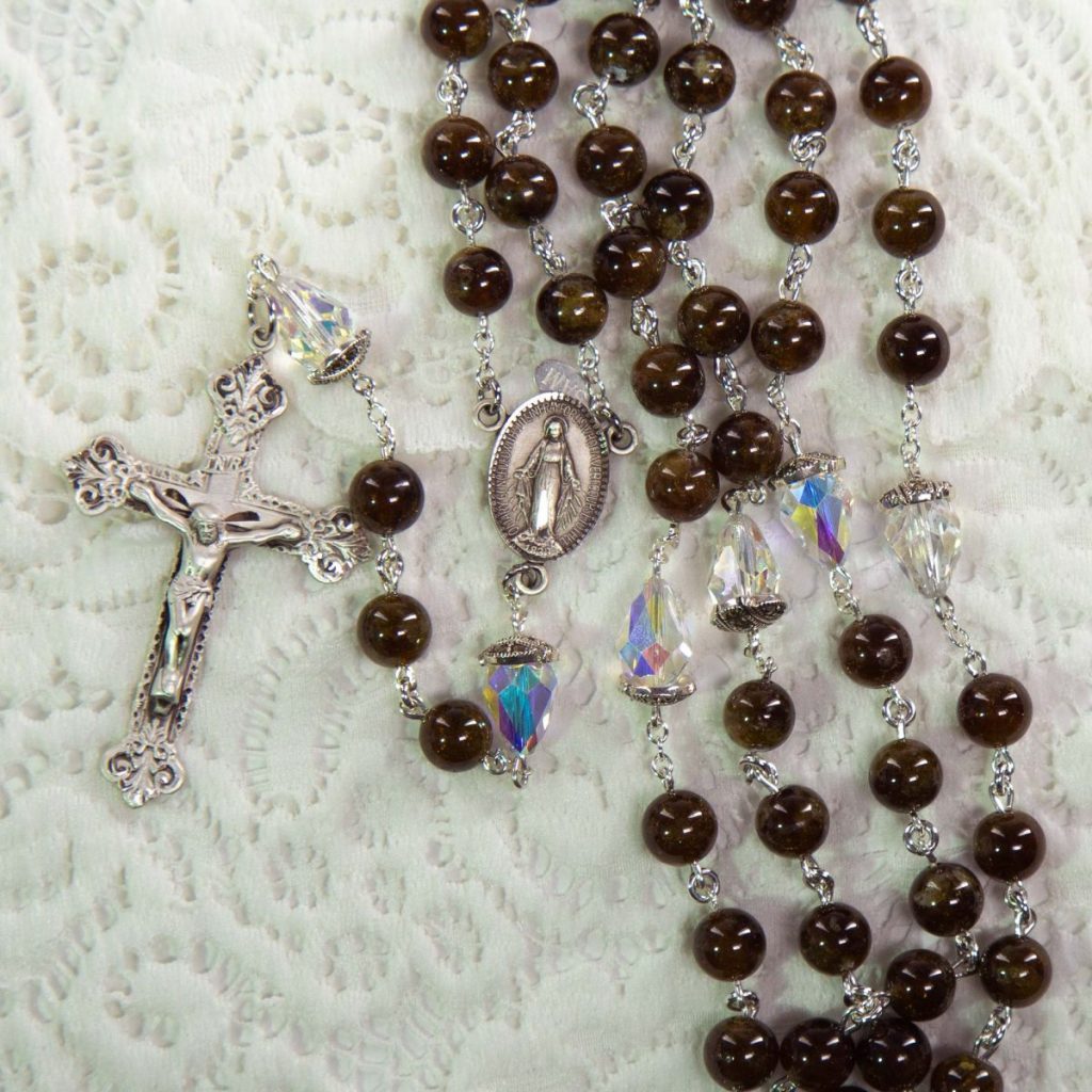 Brown Garnet Mens Rosary | Handmade Catholic Rosary