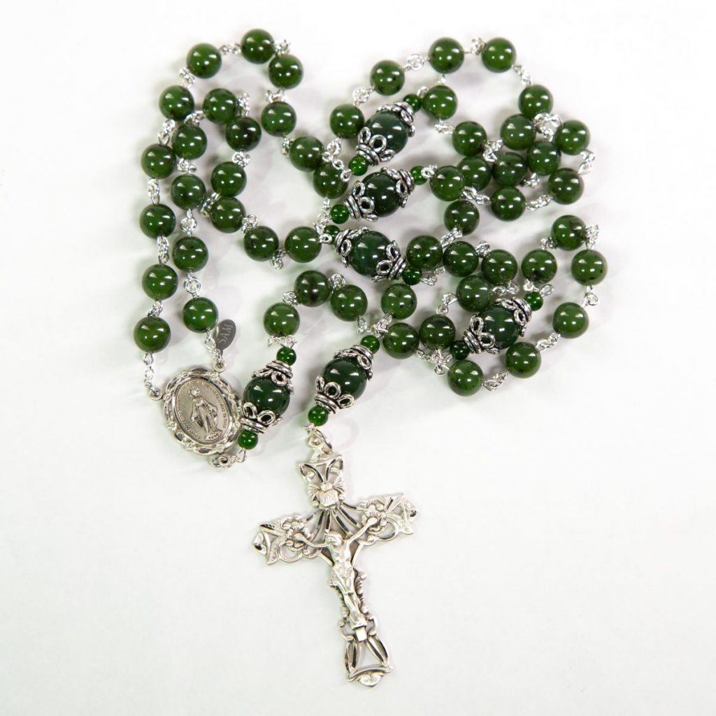 Dark Green Jade Rosary | Handmade Catholic Women's Rosary