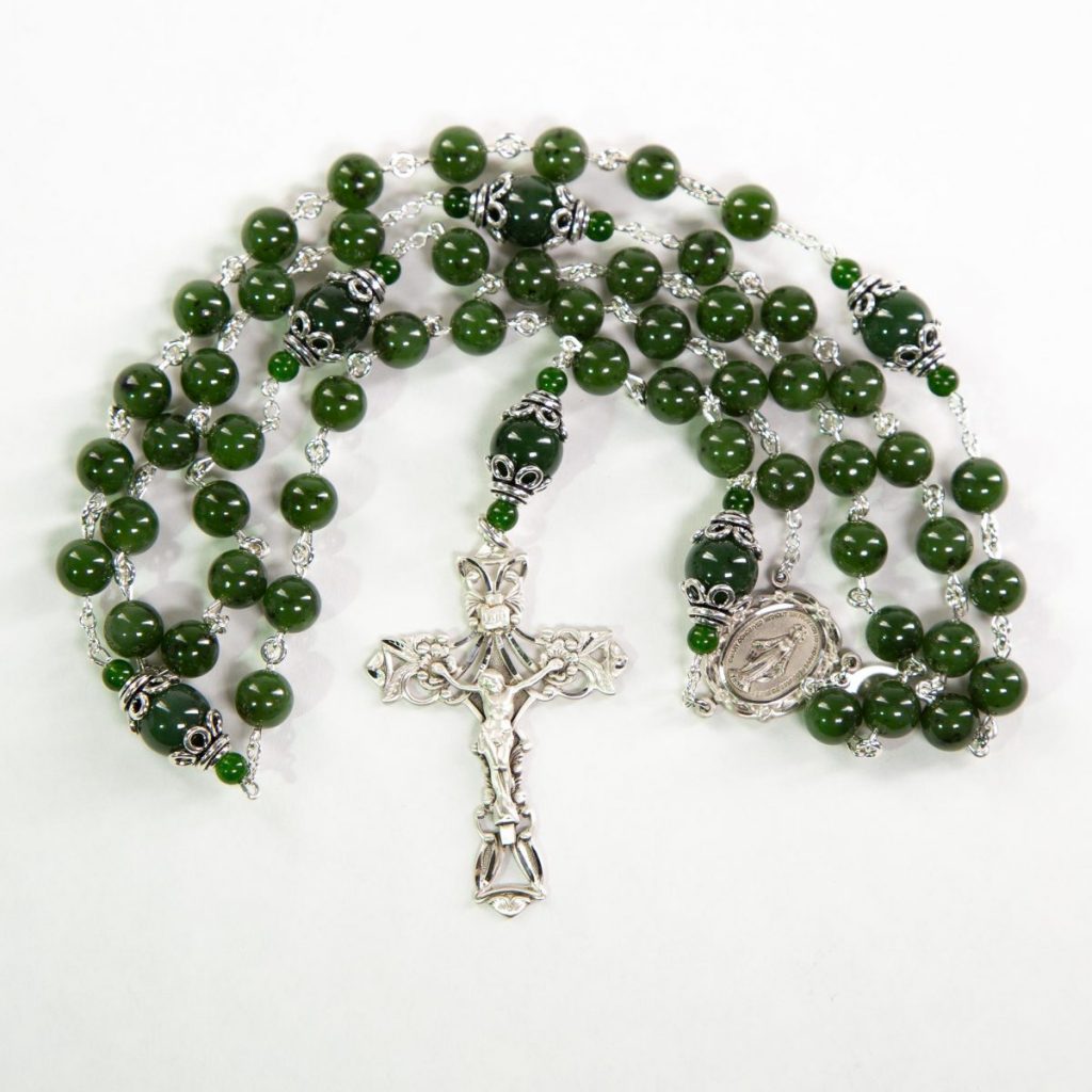 Dark Green Jade Rosary | Handmade Catholic Women's Rosary