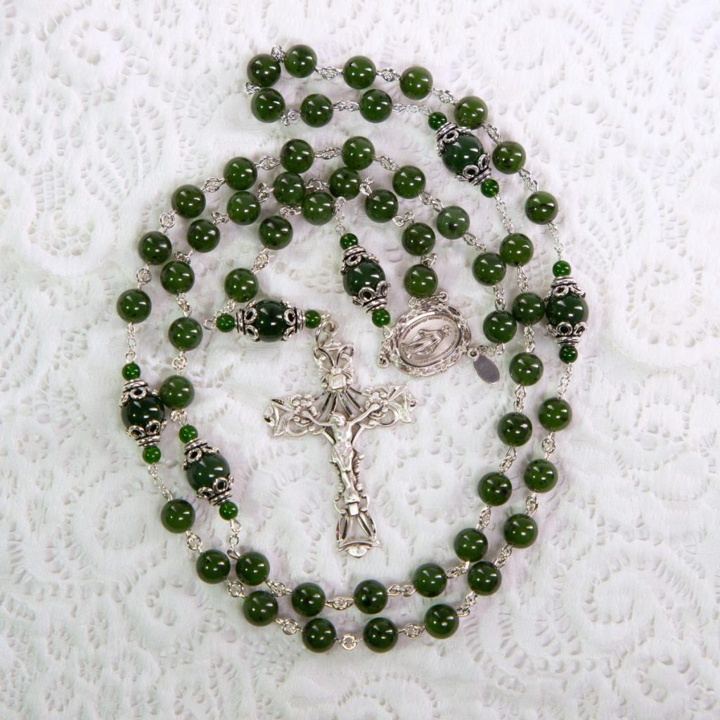 Dark Green Jade Rosary | Handmade Catholic Women's Rosary