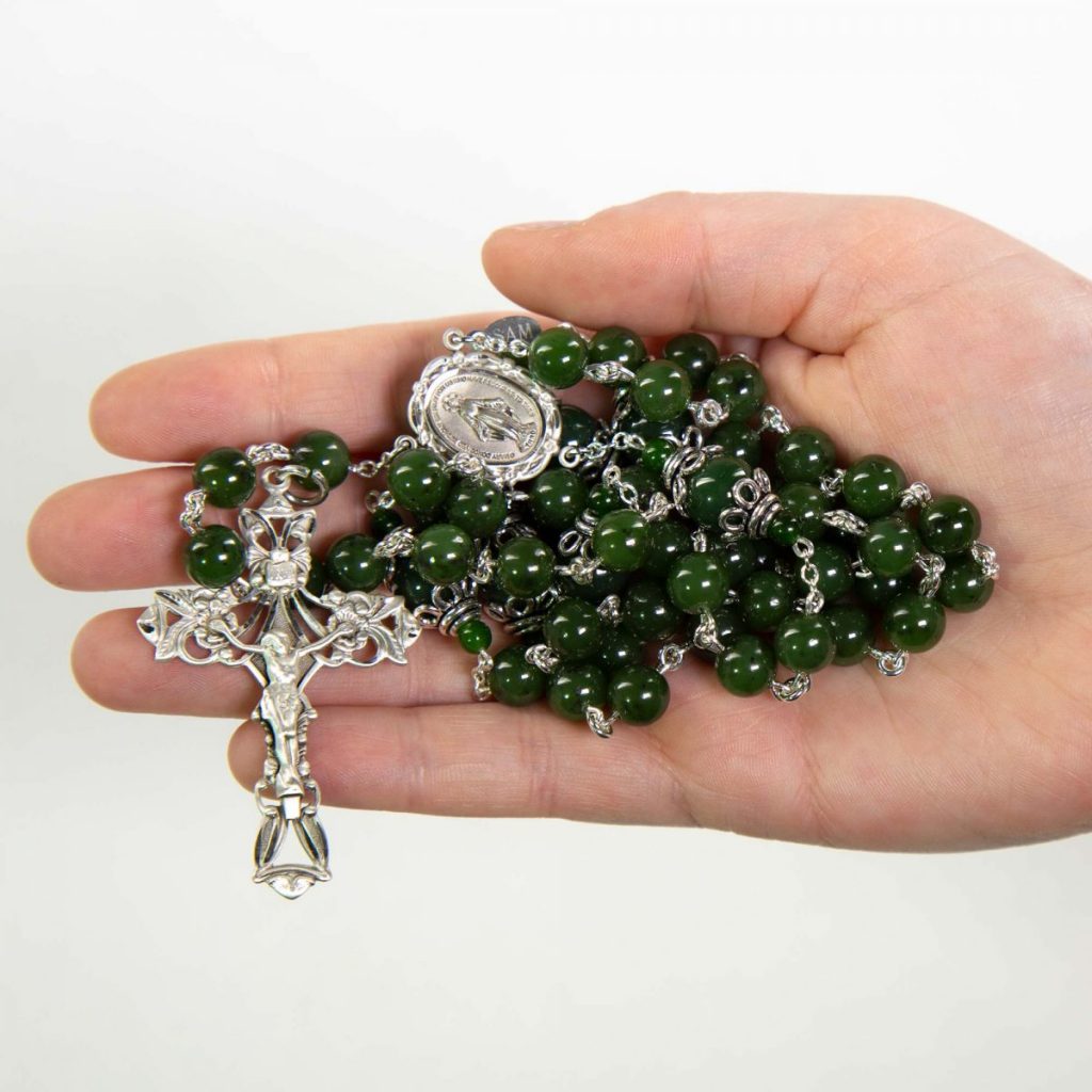 Dark Green Jade Rosary | Handmade Catholic Women's Rosary