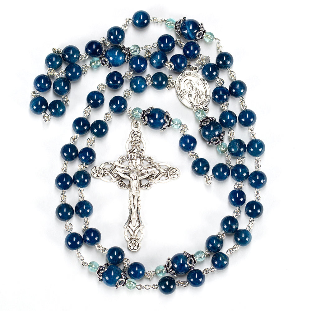 Blue Apatite Catholic Rosary - Handmade Heirloom Gift for Women