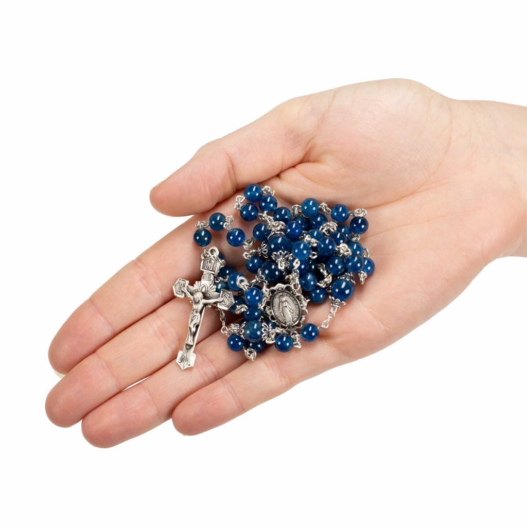 Blue Apatite Catholic Rosary - Handmade, Heirloom Gift