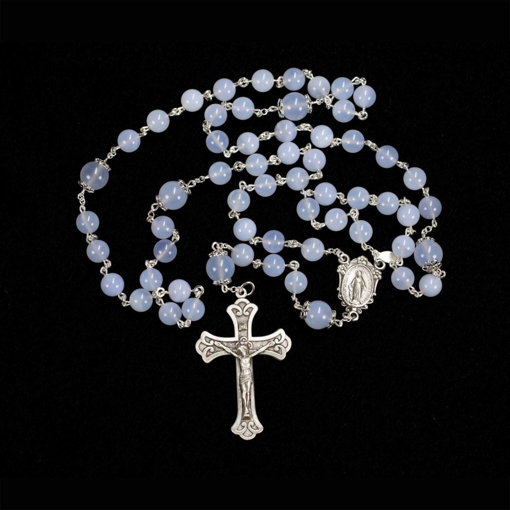 Blue Chalcedony Rosary - Handmade Gift for Catholic Women