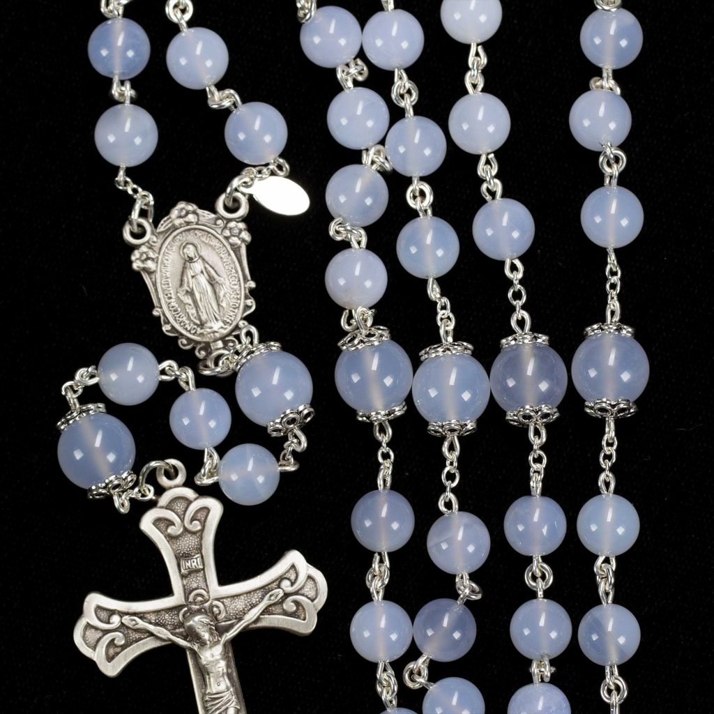 Blue Chalcedony Rosary - Handmade Gift for Catholic Women