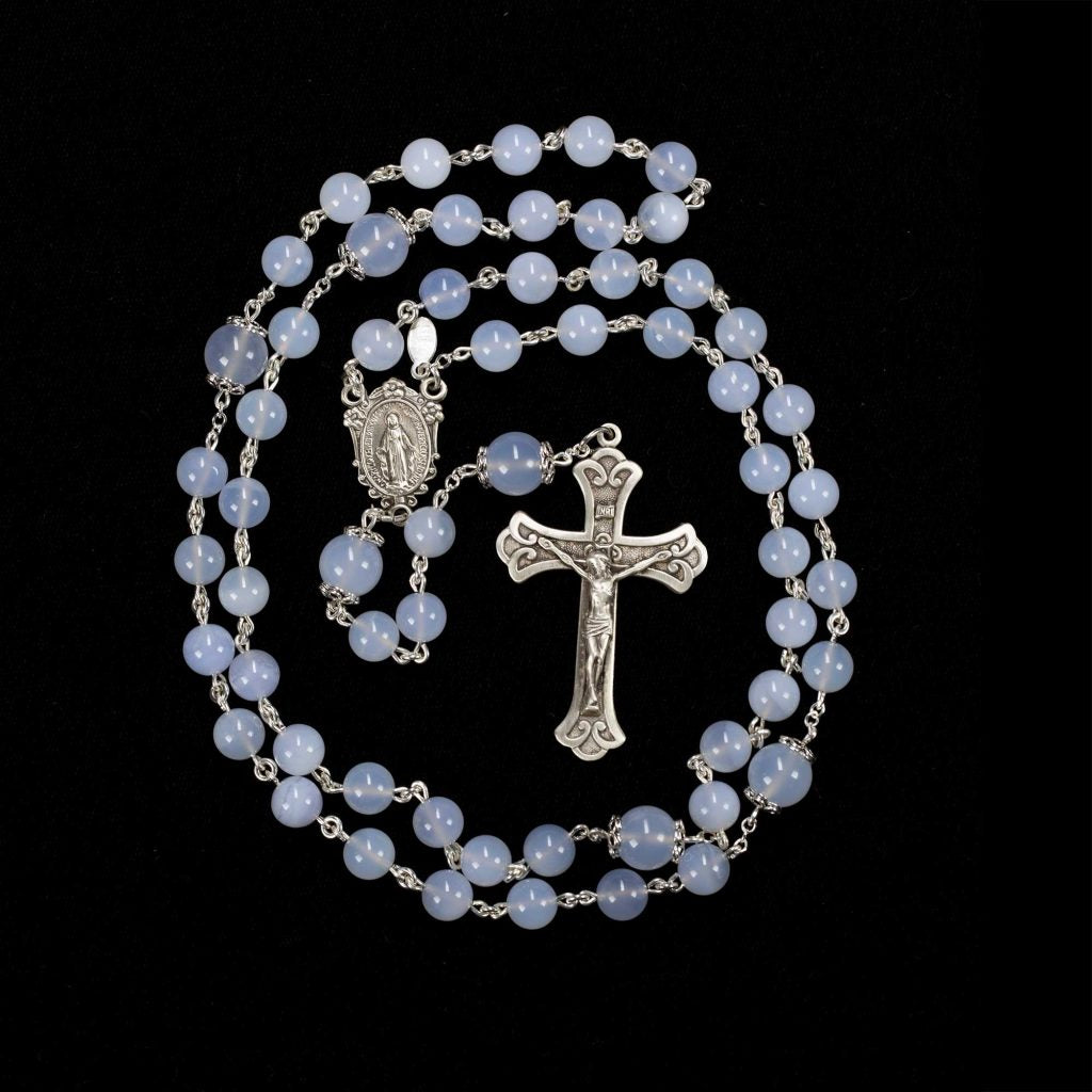 Blue Chalcedony Rosary - Handmade Gift for Catholic Women