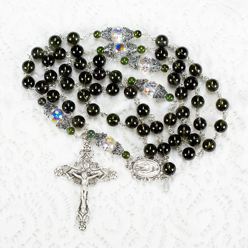 Green Tourmaline Gemstone Catholic Women's Rosary