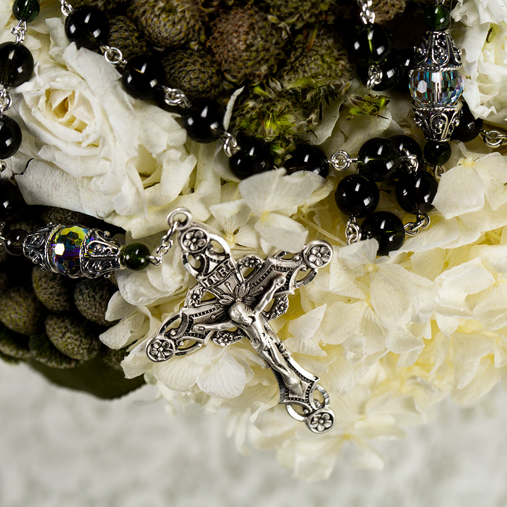 Green Tourmaline Gemstone Catholic Women's Rosary