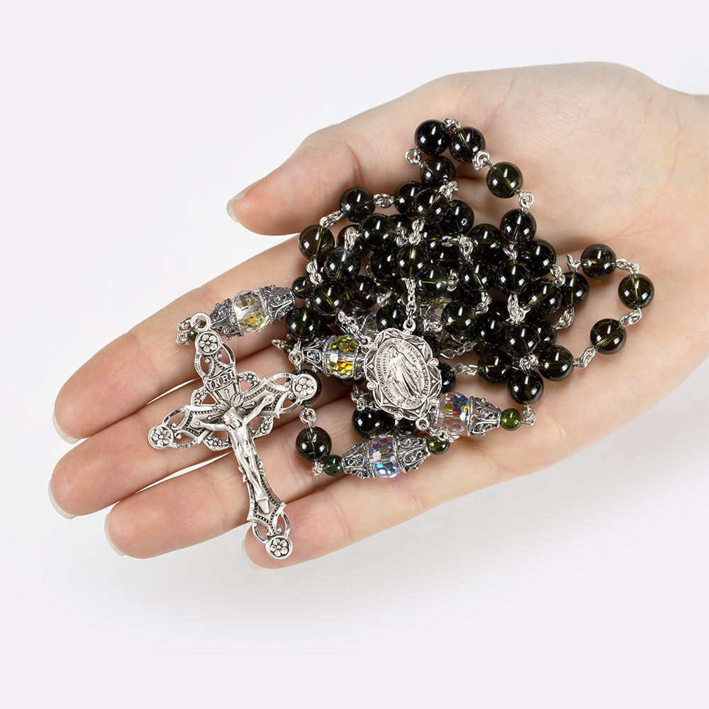 Green Tourmaline Gemstone Catholic Women's Rosary