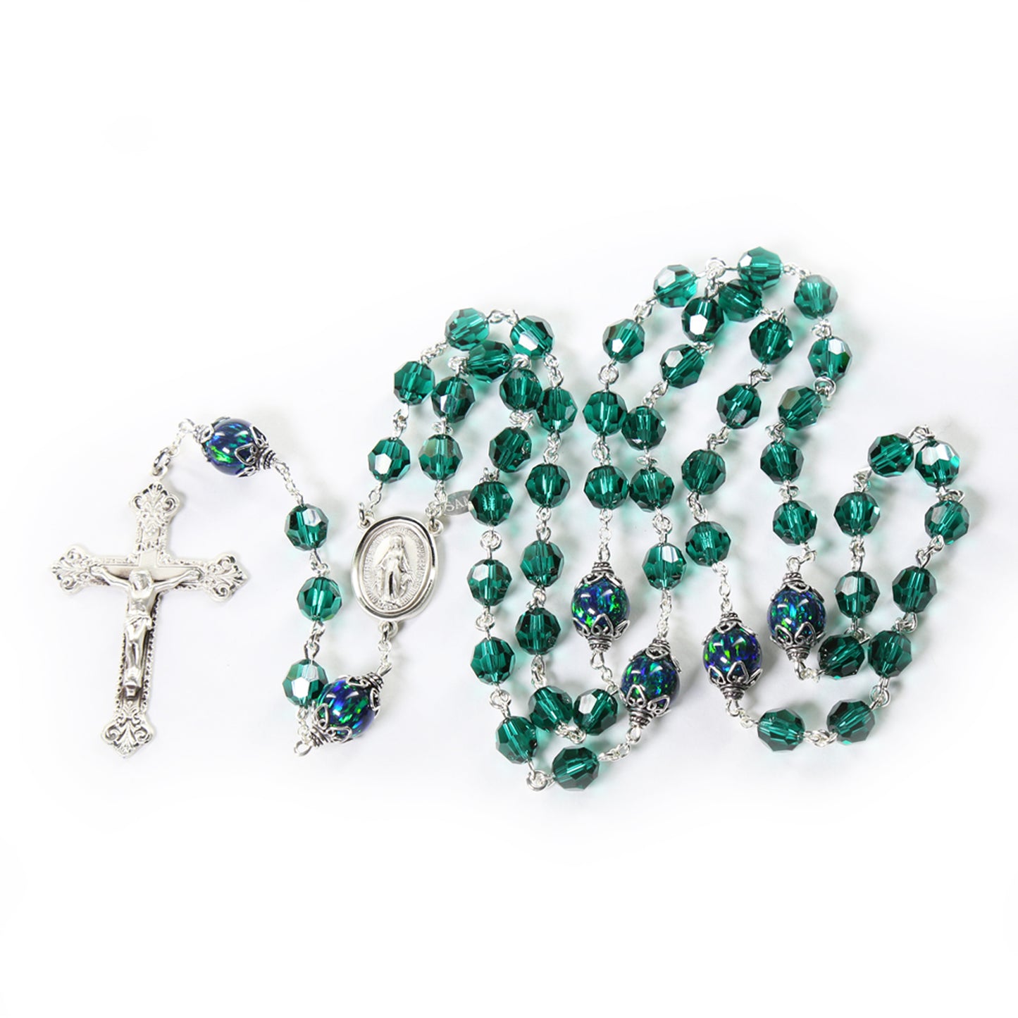 Green Swarovski & Opal Rosary