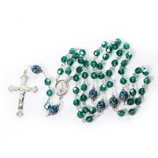 Green Swarovski & Opal Rosary