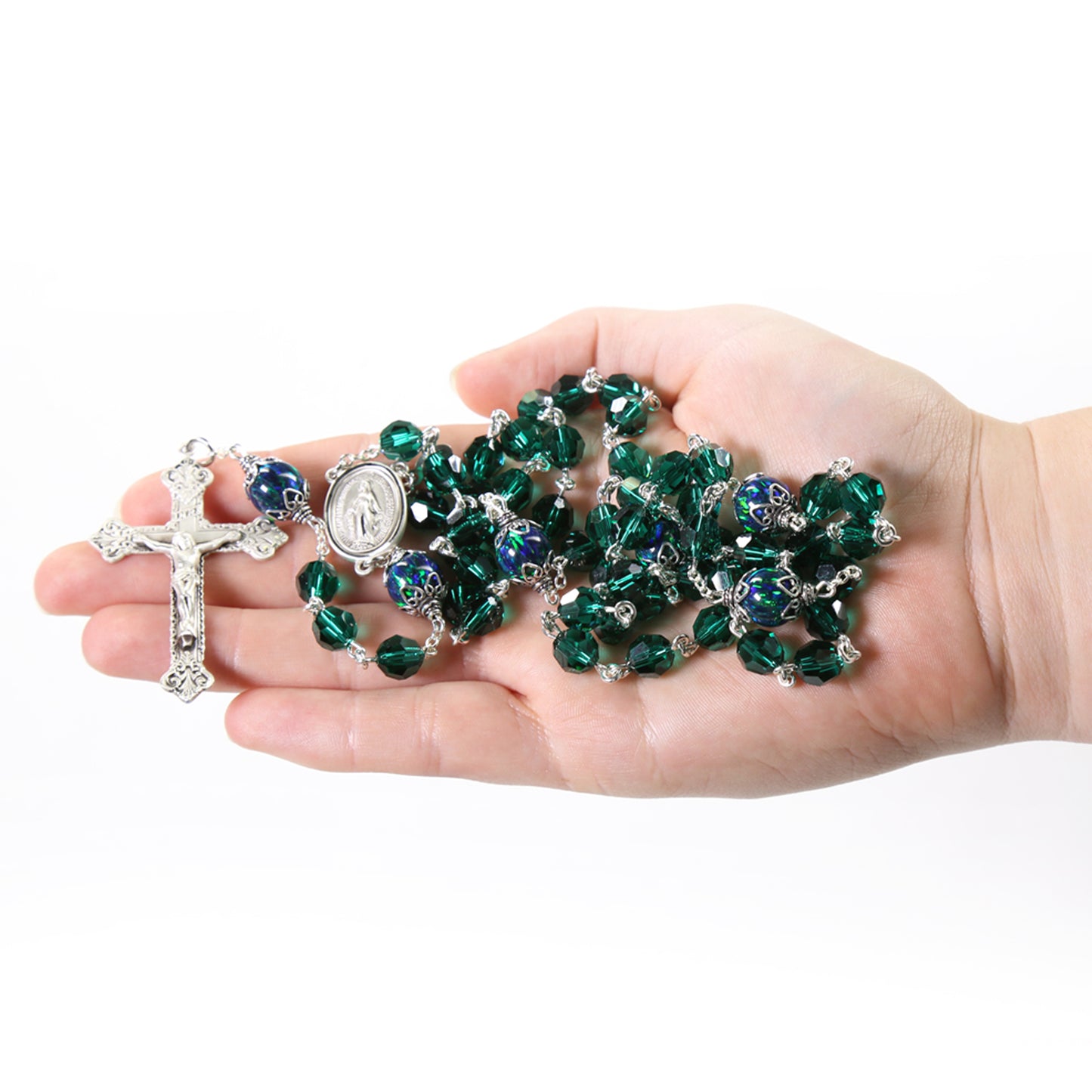 Green Swarovski & Opal Rosary