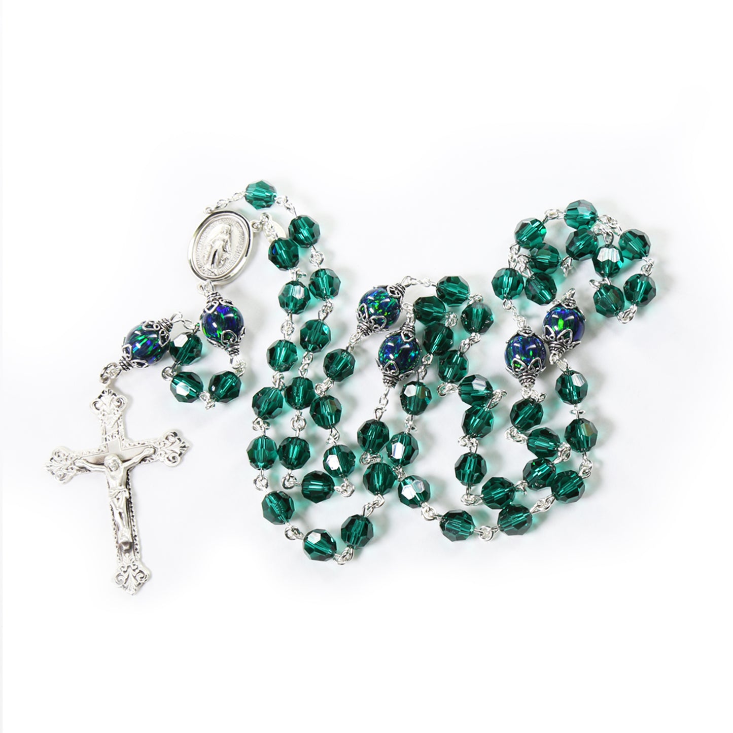 Green Swarovski & Opal Rosary