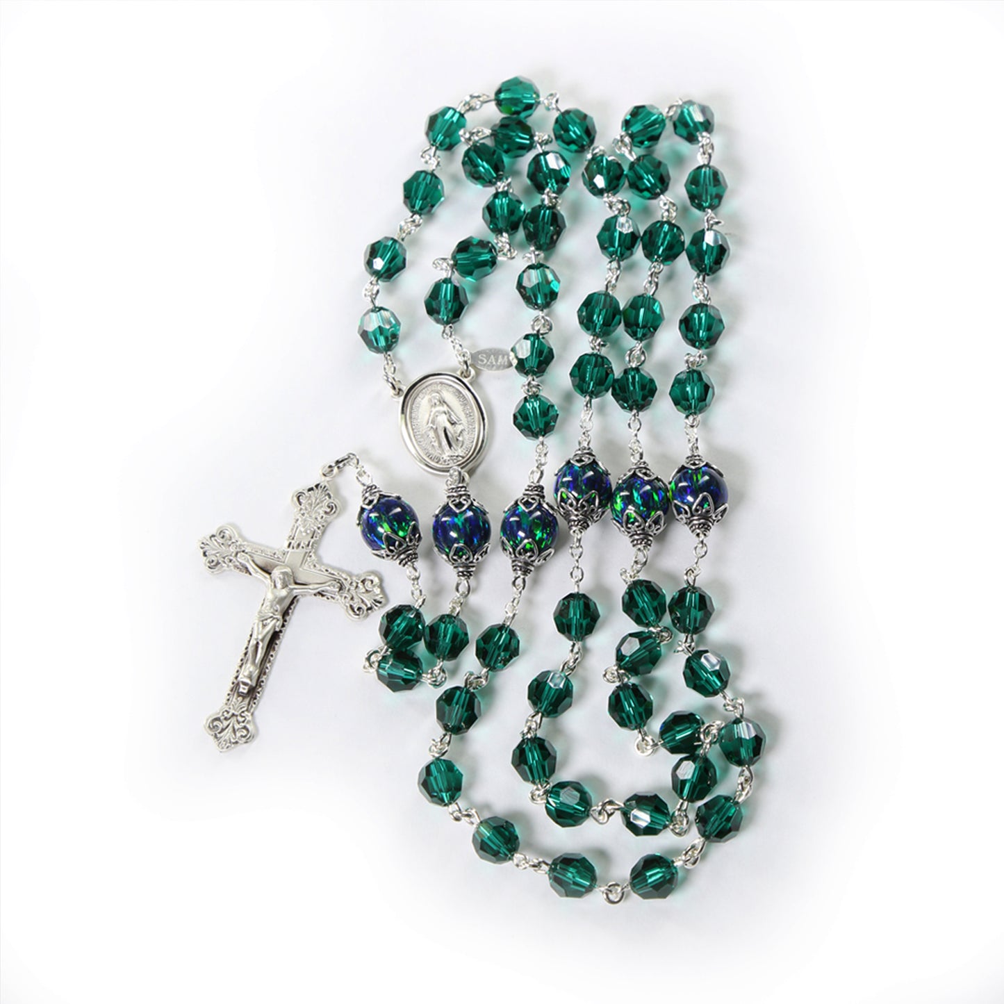 Green Swarovski & Opal Rosary