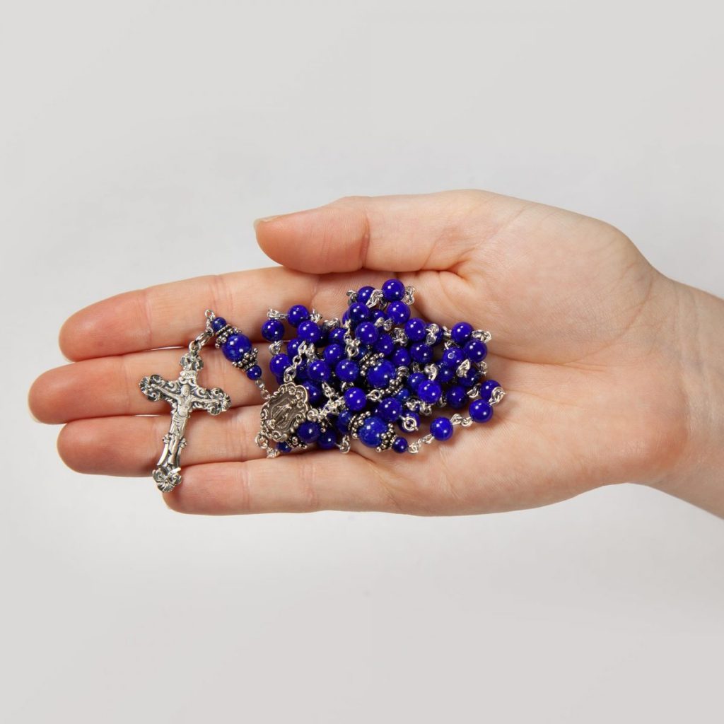 Dainty Women's Rosary Handmade with 6mm Blue Lapis Lazuli beads